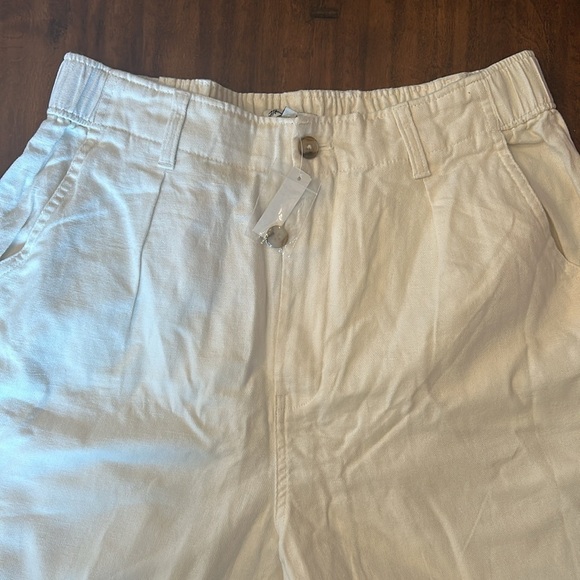 Madewell Cotton Linen Pleated Wide Leg Pants ND571 Natural 12 - Picture 4 of 6